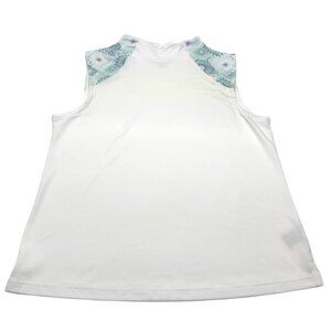 • Oxford Golf Polo Tank White Green Preppy D14